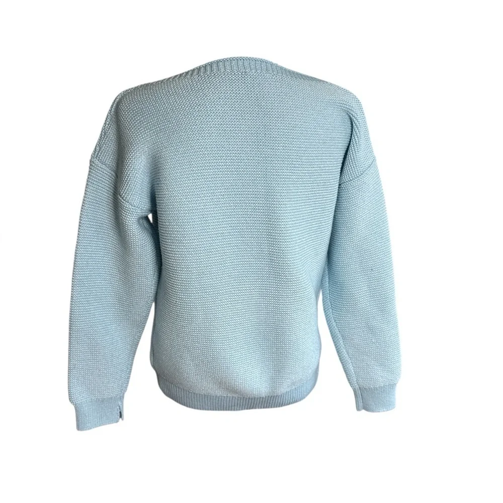 Jones New York Blue Knit Sweater Crewneck Relaxed Fit S